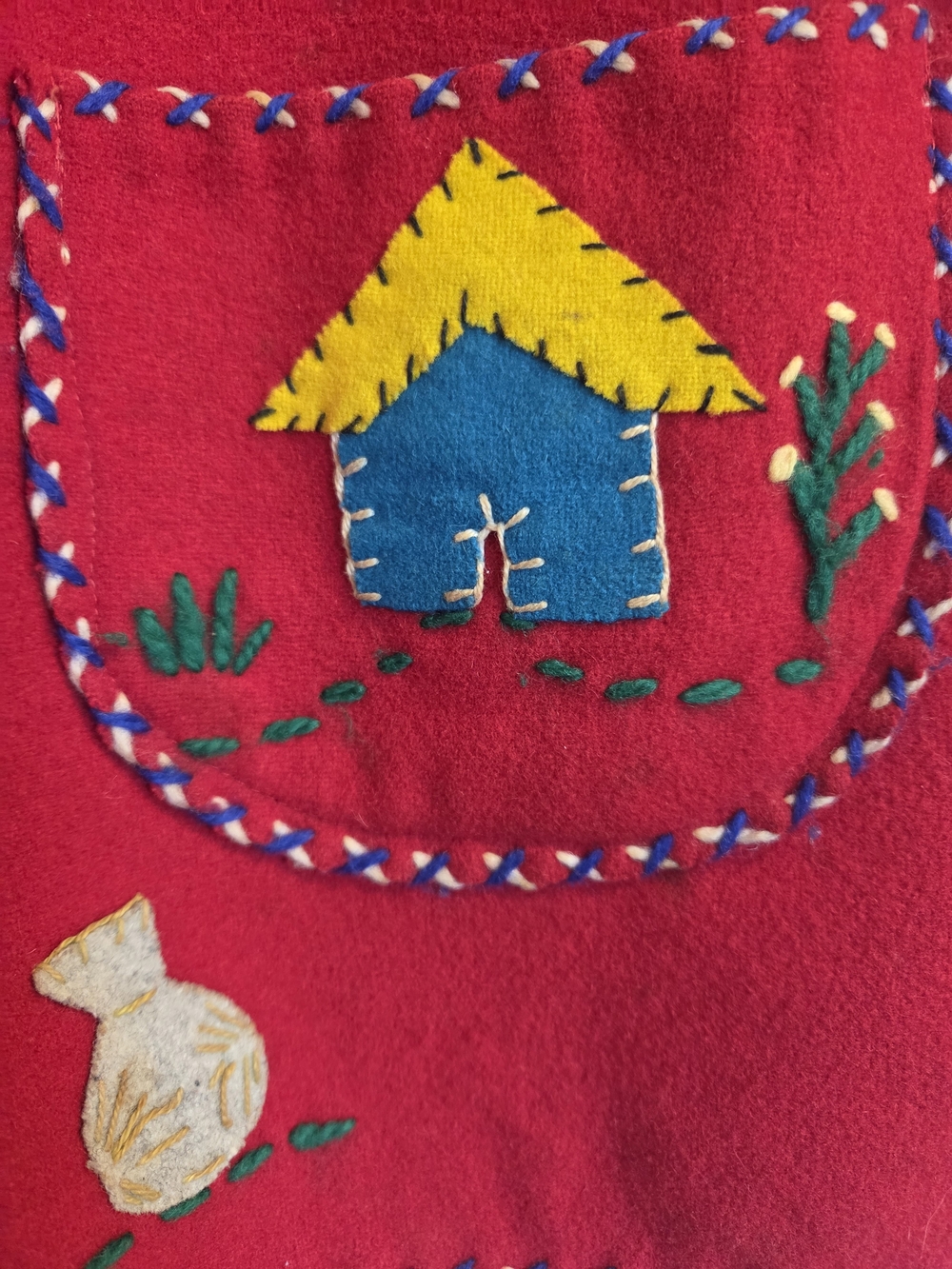 Vintage Red Embroidered Folk-Style Jean Jacket - Picture 12 of 12